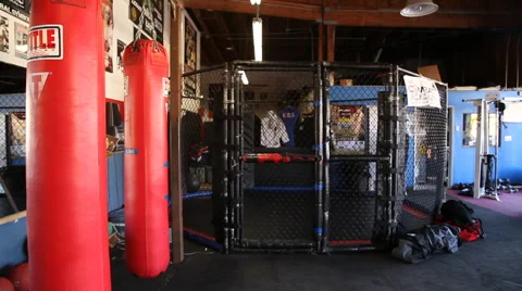 Slow dolly push in of an MMA Octagon Stock Footage 47077395