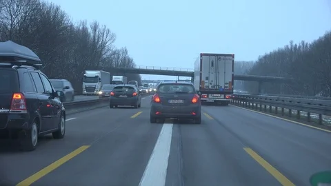 Slow driving on Autobahn Stock Footage 88549609