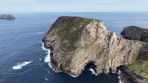 Slow drone flight along the cliffs of Portacloy, County Mayo, Ireland. Stock Footage 342665049