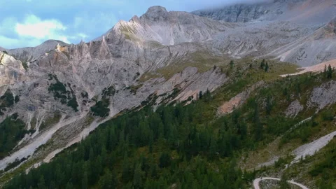 Slow Drone Flight Over Rocky Dolomite Terrain, Italy Stock Footage 312269550