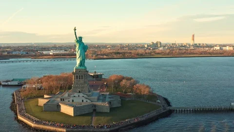Statue Of Liberty Drone Stock Footage ~ Royalty Free Stock Videos | Pond5