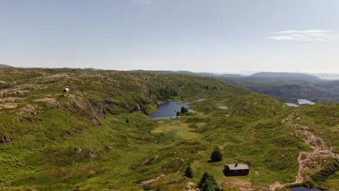Slow drone shot over Ulriken mountain rocky top. Bergen, Norway, July 2026 Stock Footage 340080241