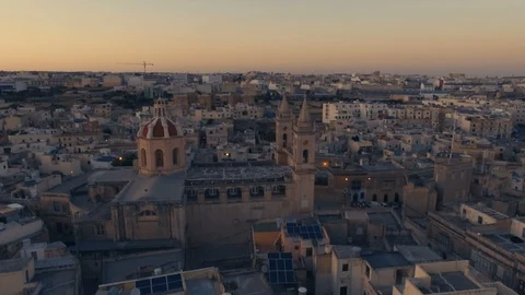 Slow Dynamic Orbiting Aerial shot over St George Parish Church Stock Footage 91989213