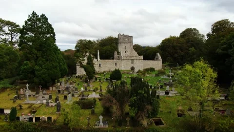 A slow easing shot of Muckross Abbey in Killarney. Stock Footage 163450004