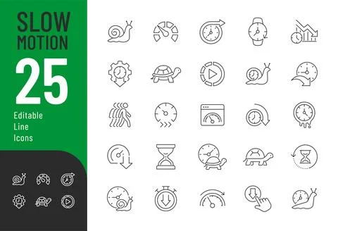Slow Editable Icons set. Stock Illustration
