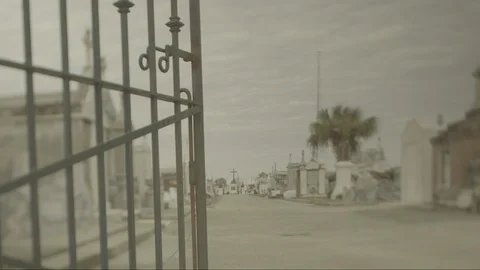 Slow Entry into a Cemetery Through the Gates HD Video Video stock 92367709