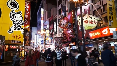 A slow evening in the Dotonbori area of Osaka, Japan. Stock Footage 69813269