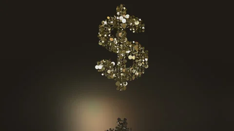 Slow falling dollar symbol + Alpha Stock Footage 38428443