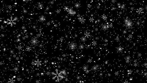 Slow falling snowflakes close-up on black background Stock Footage 254660743