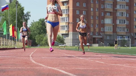 SLOW - A finish of a running competition Stock Footage 64523149