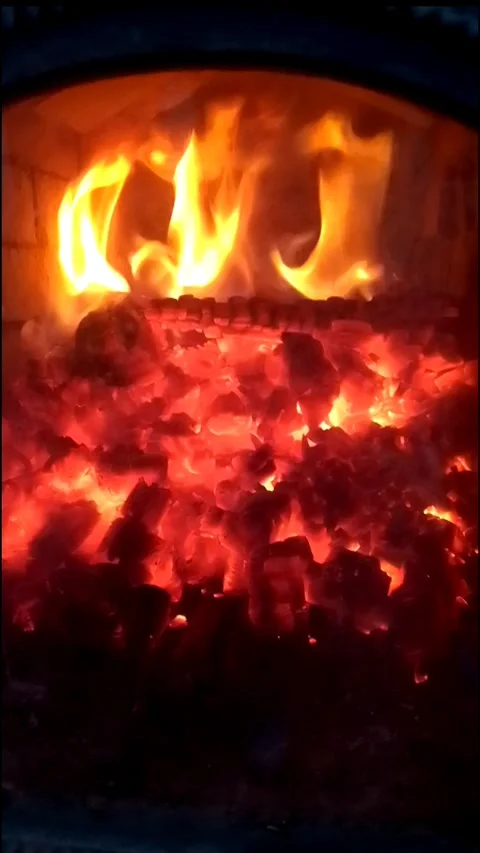 Slow fire in the fireplace Stock Footage 301623944