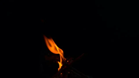 Slow fire flame burning and glowing on dark night screen background Stock Footage 247206247