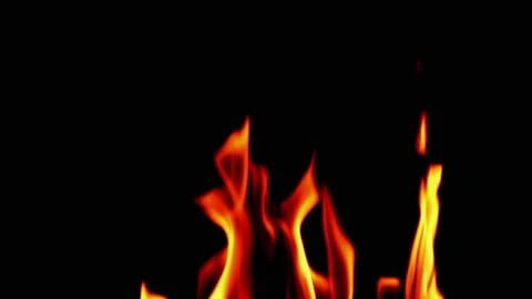Slow fire flame glowing and burning on black screen background Video stock 231032108