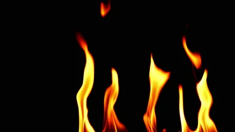 Slow fire flame glowing and burning on black screen background Stock-Footage 231032312
