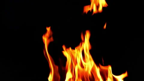 Slow fire flame glowing and burning on black screen background Stock-Footage 231032679