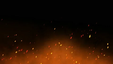 Slow Fire glowing flying bokeh particles on black background Stock Footage 201666346