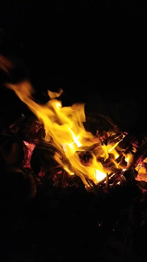 Slow fire, night Stock Footage 144727643