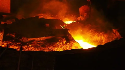 Slow fire a stream of metal Stock Footage 55283706