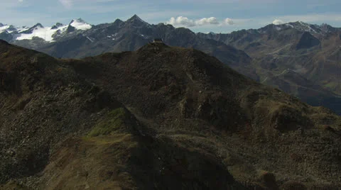Slow flight to alpine hut on top of the mountain, Tyrol / Austria Stock Footage 22982264