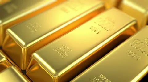 Slow flight over gold bars 스톡 동영상 21887685