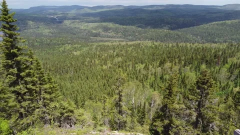 Slow Flight Into Over a Green Mountain Valley - Sept Chutes Stock Footage 158182850