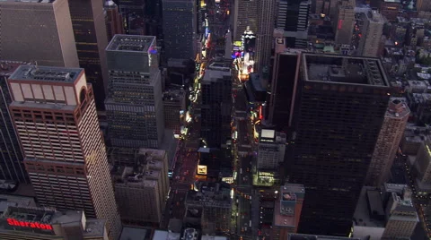 Slow flight over Manhattan at night. Shot in 2006. Stock Footage 59522519