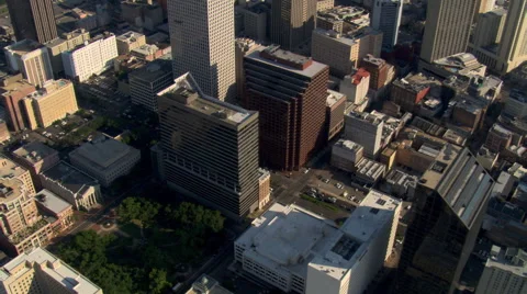 Slow flight over New Orleans skyscrapers. Shot in 2007. Stock Footage 59521762