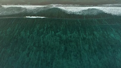 Slow flight over the ocean surface. Smooth flight over crystal clear waters. Stock Footage 148471730
