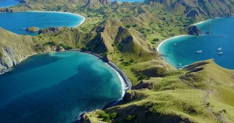 Slow flight over Palau Padar Island Stock Footage 82415919