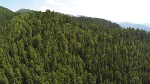 Slow flight  panorama over  valley of river and mountains. Aerial  Stock Footage 43106482