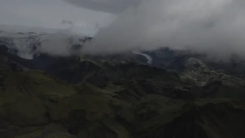 Slow flight through the mist in Thorsmork, Iceland, 4K 스톡 동영상 243808698