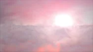 Slow Flight Through Pink Clouds At Sunset. Seamless Loop. Stock Footage