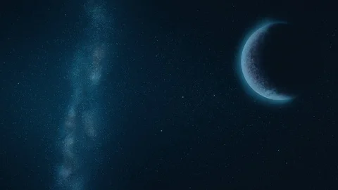 Slow flight through space towards planet stars with galaxy in background Stock Footage 101012130
