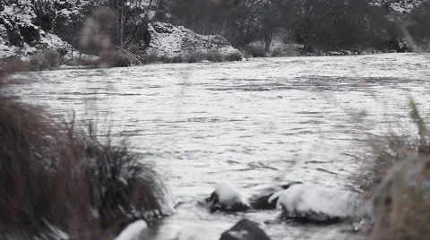 Slow floaty view of a river in winter Vidéo 44020774
