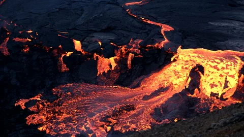 Slow flowing Lava Stock Footage 249555426
