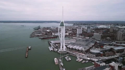 Slow fly away from Harbour Front Stock Footage 234926985
