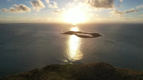 A Slow-Fly Drone Journey Through a Sunset Paradise Isla Cabra Stock Footage 233653545
