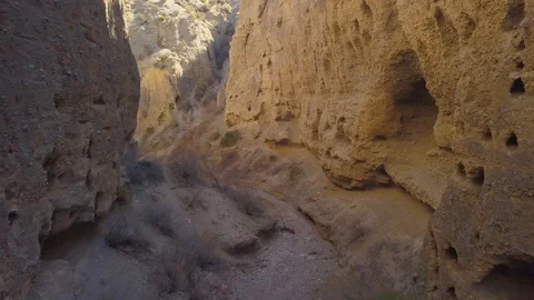Slow Fly through Desert Crevice in the desert 2 Stock Footage 125958328