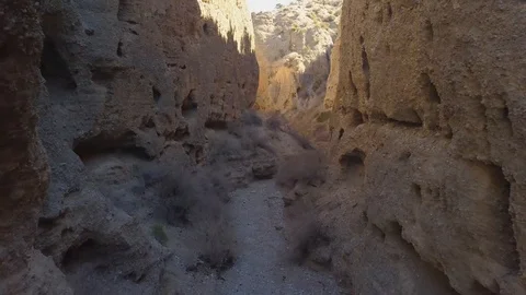 Slow Fly through Desert Crevice in the Nevada desert Stock Footage 125958334