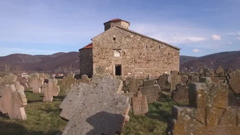 Slow flying over the ancient graveyard Video stock 70951285