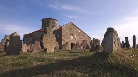 Slow flying over the ancient graveyard Stock Footage 70951315