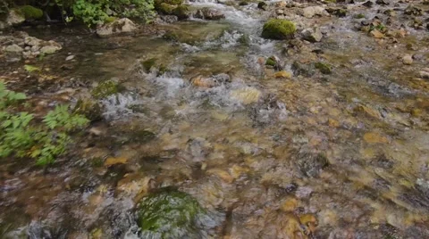 Slow flying over the small waterfall Stockbeeldmateriaal 48681326