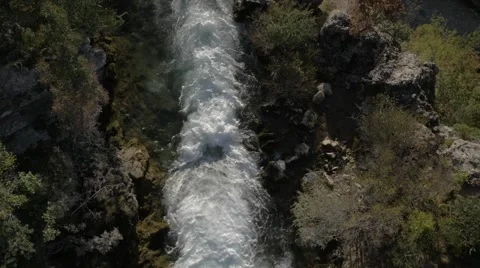 Slow flying over the waterfall Видео 58668912