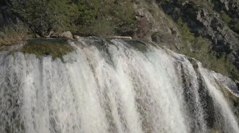 Slow flying over the waterfall Stock Footage 58668985