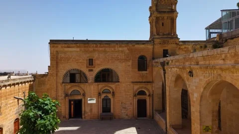 Slow Forward and Ascending View of Mardin’s Historic Stone Architecture Stock Footage 340414590