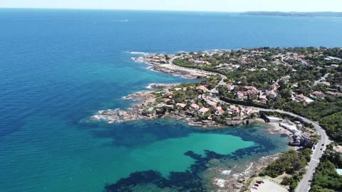 Slow Forward Drone Shot Over Bonne Eau Cove, Les Issambres Stock-Footage 336857734