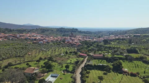 Slow Forward Flight Toward Acebo Village Stock Footage 336557910