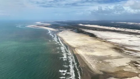 Slow Forward View of Surf and Coastal Dunes Near Atins, Brazil Video stock 342441358
