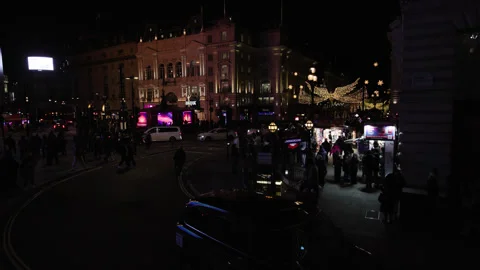 Slow High View of Piccadilly Circus - London Stock Footage 325387066