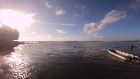 Slow horizontal movement pane view from left to right during sunset at Trader's  Stock Footage 251301521